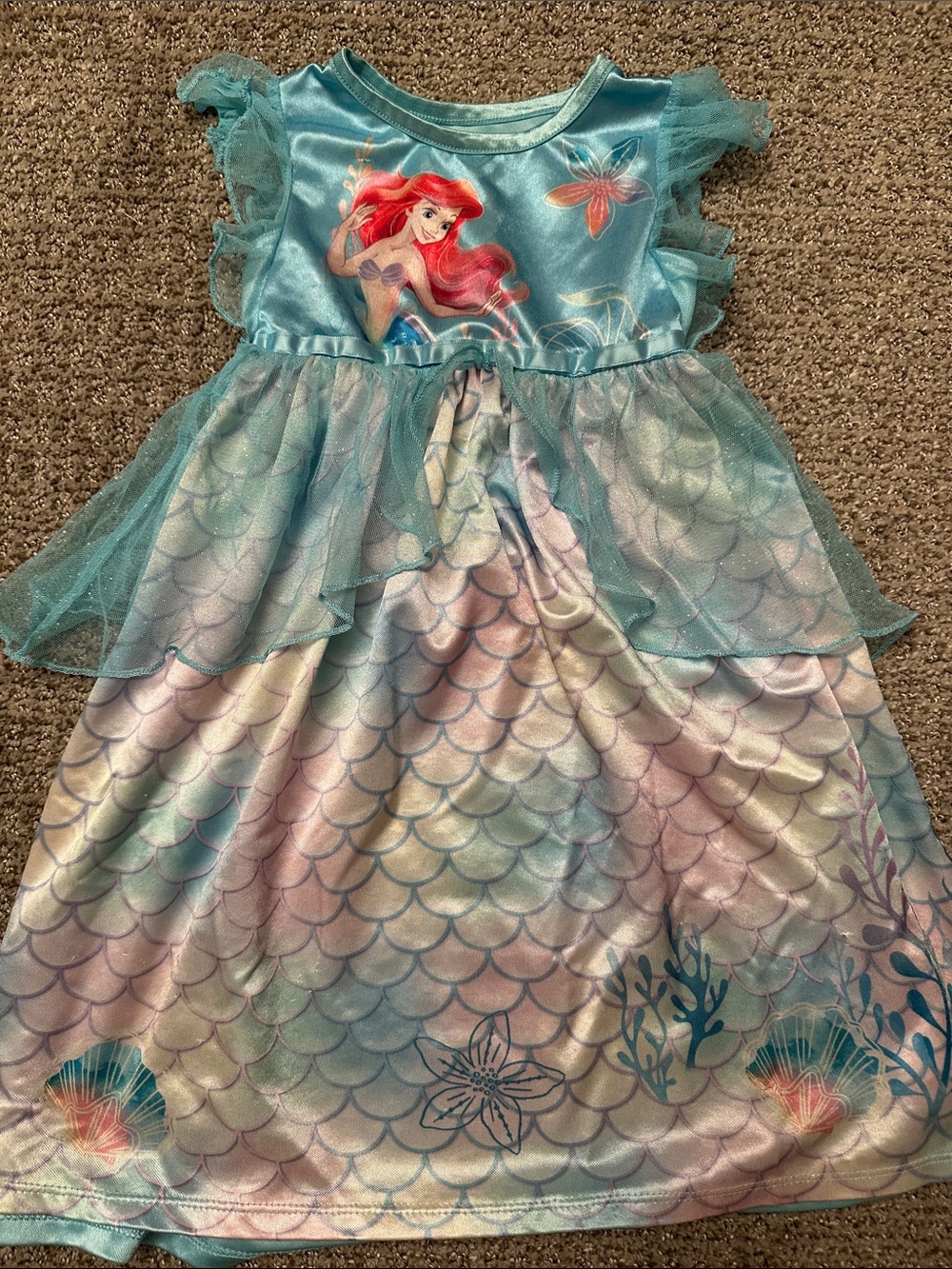 Disney Ariel Pastel Blue Pink Mermaid Dress Size 2T